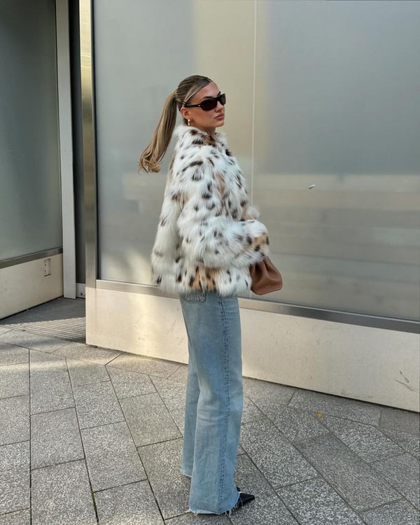 Celeste Leopard Faux Fur Coat