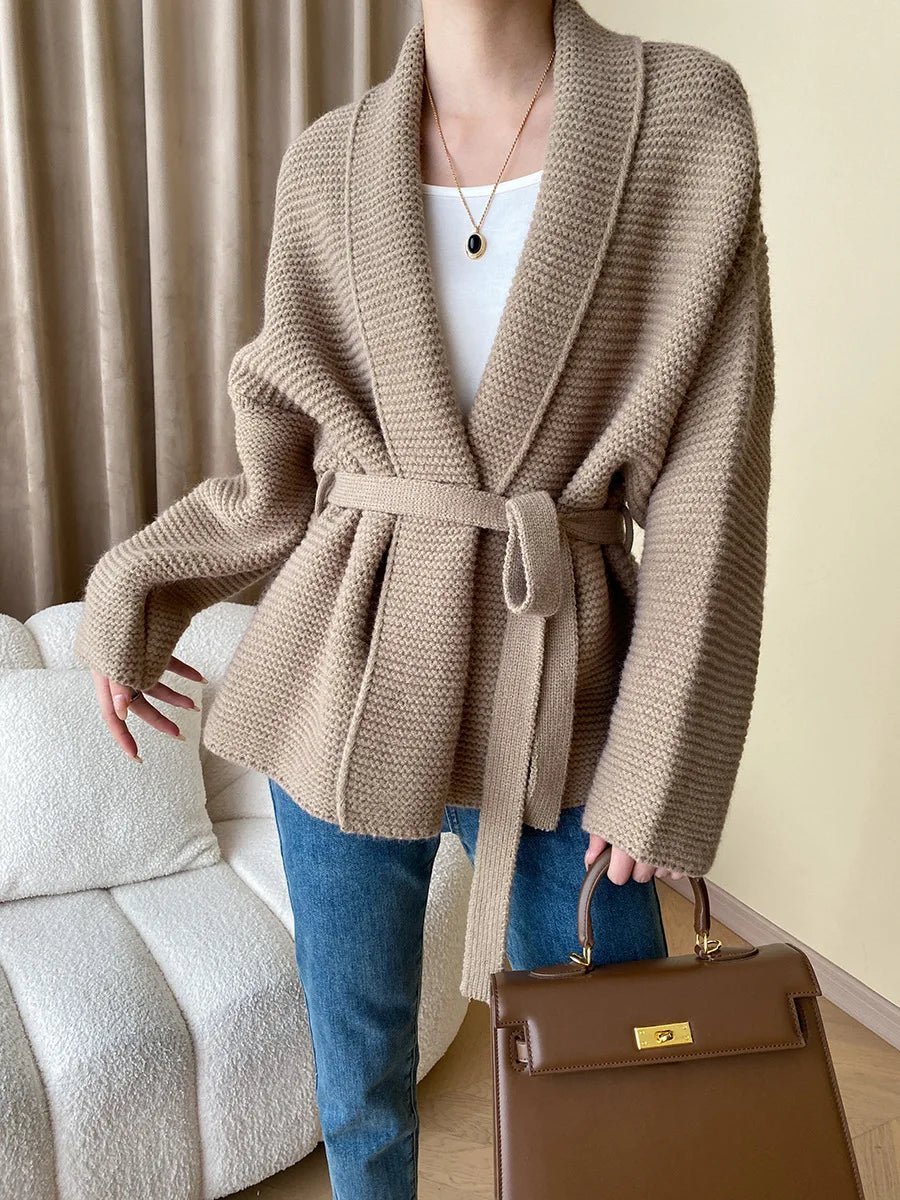 Abigail strikket cardigan med belte