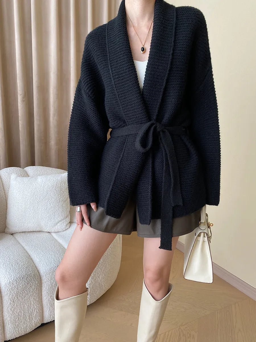 Abigail strikket cardigan med belte