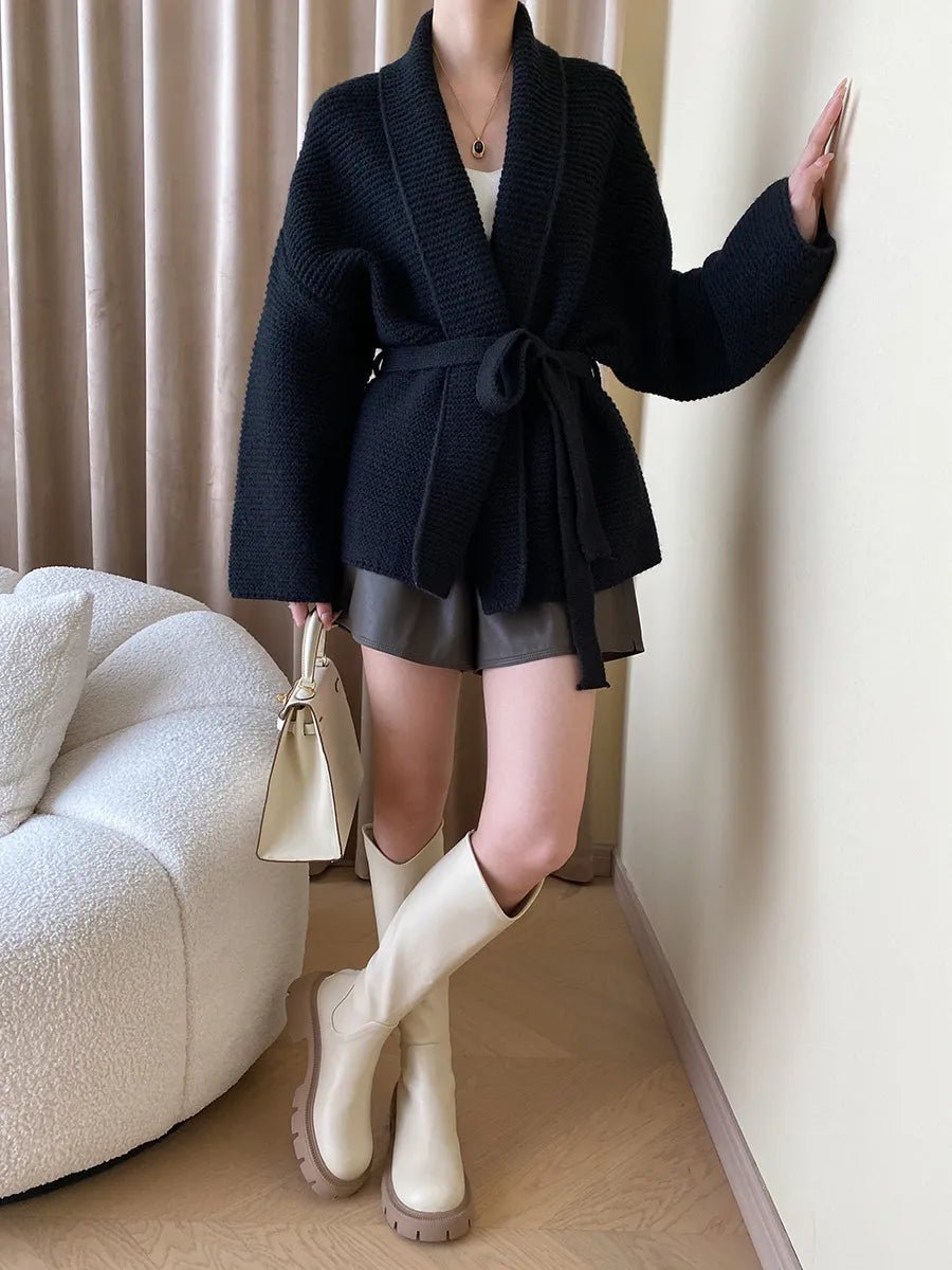 Abigail strikket cardigan med belte