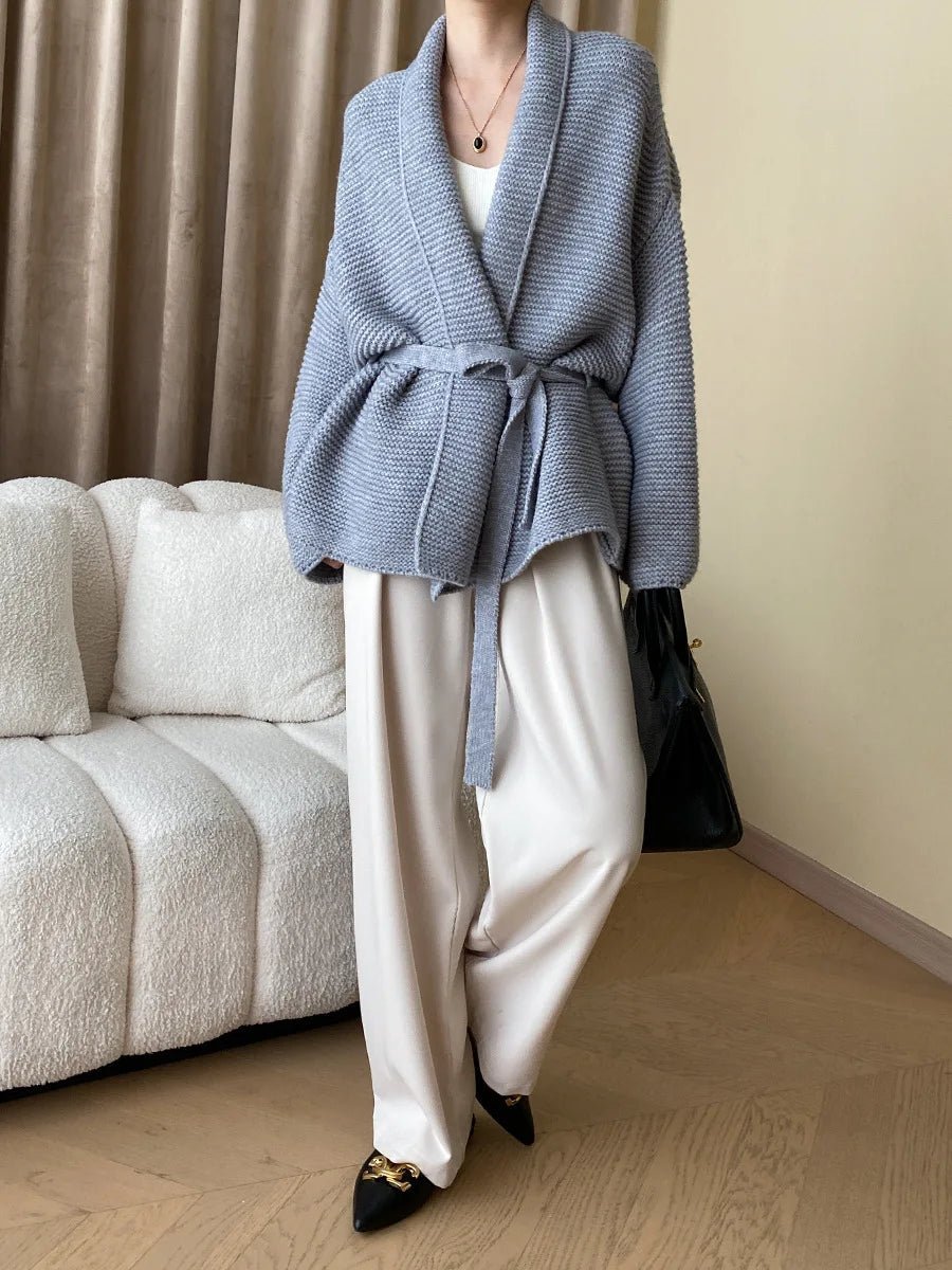 Abigail strikket cardigan med belte