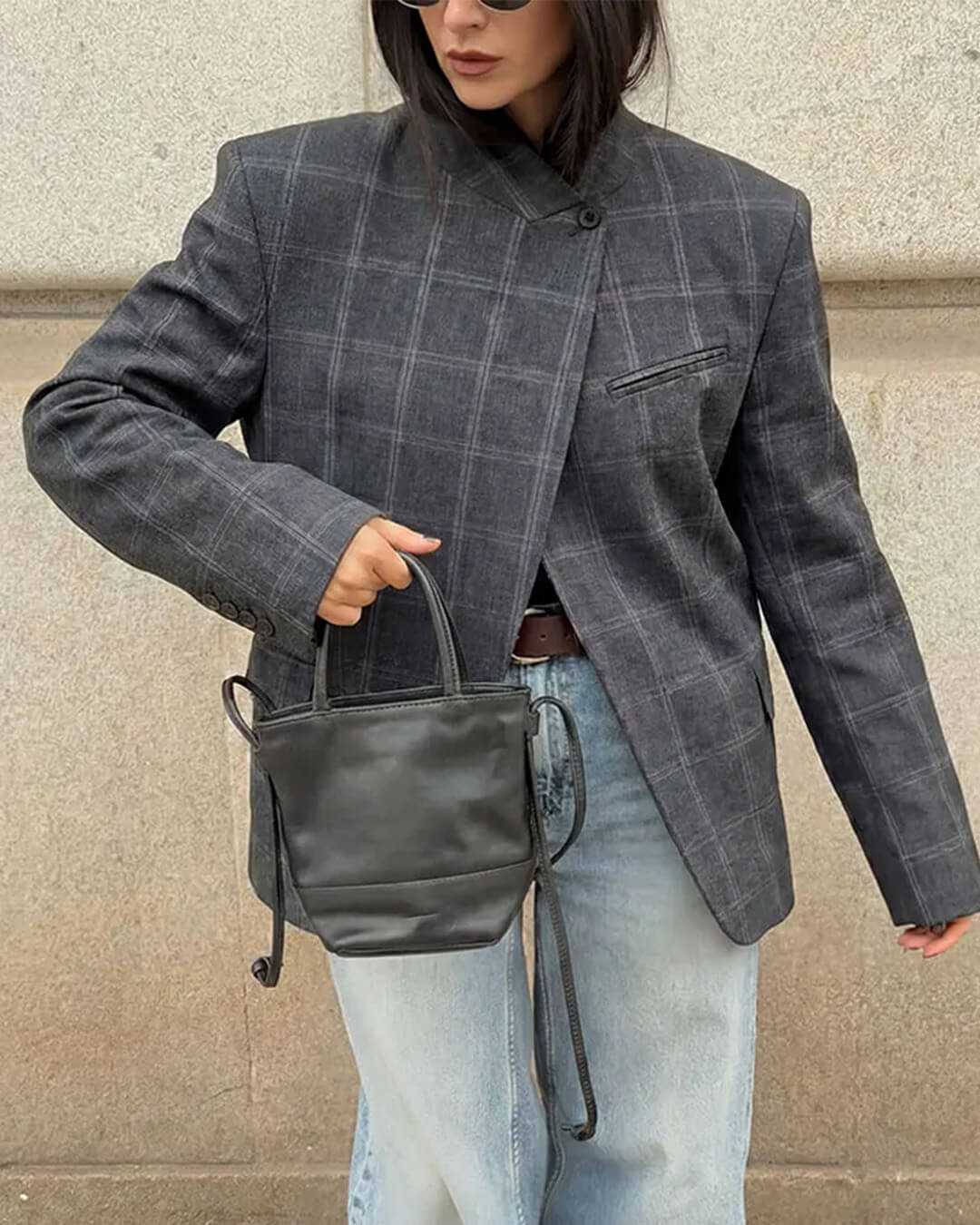 Aerona rutete blazer med ståkrage