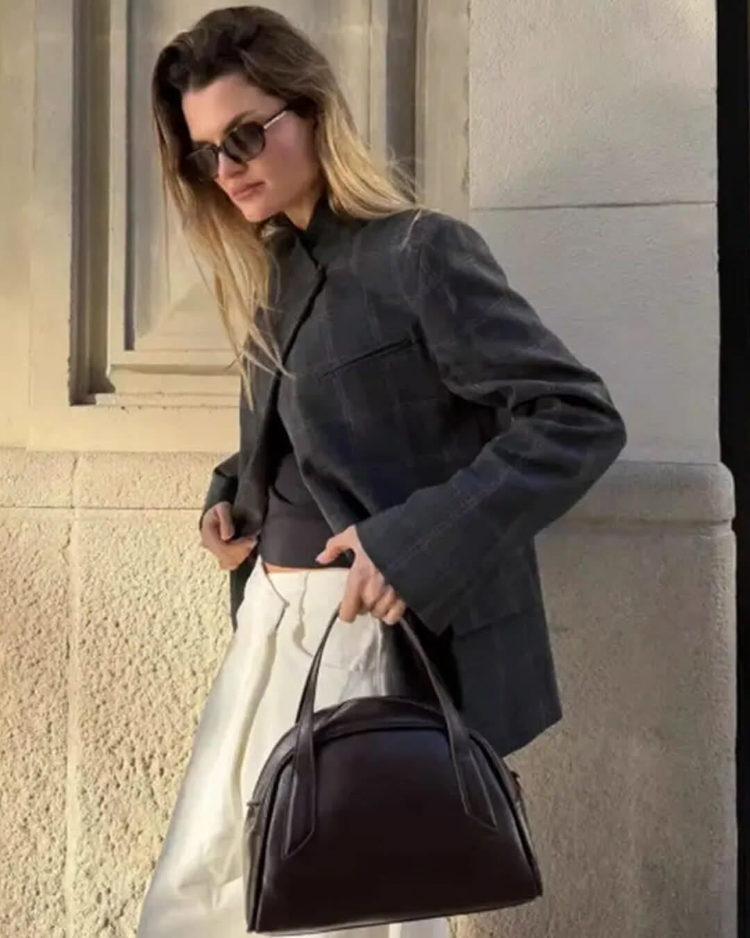 Aerona rutete blazer med ståkrage