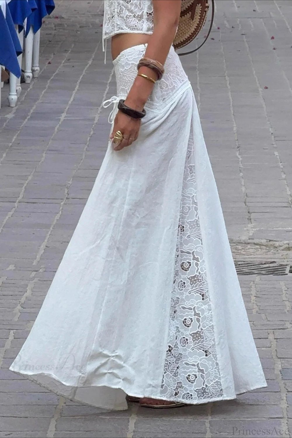 Afsana Boho Lace Patchwork Maxi Skirt