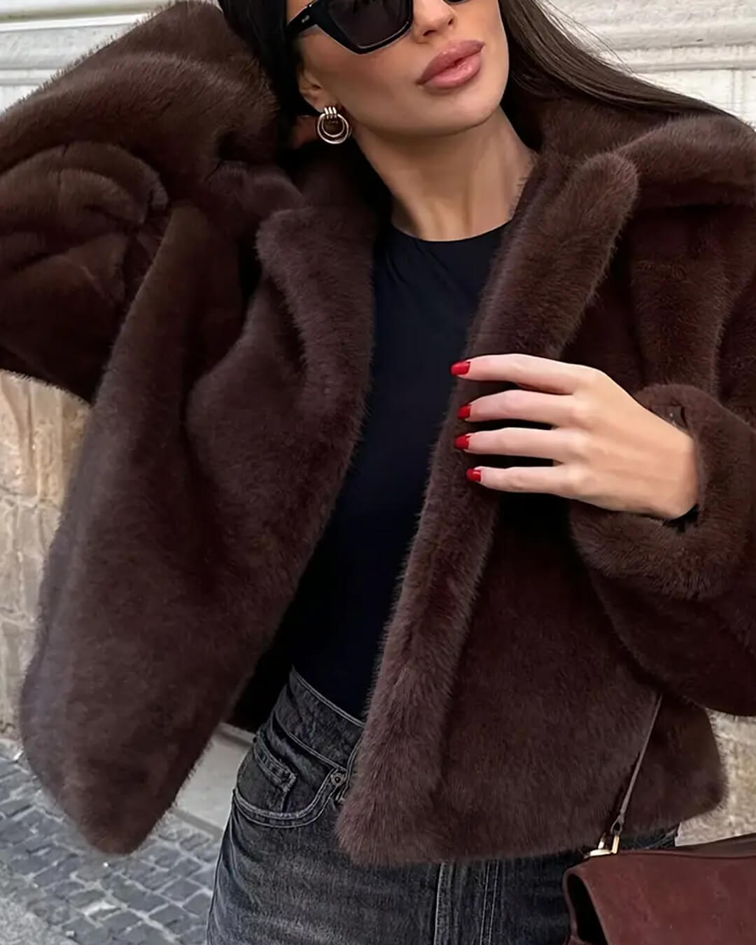 Alexandra jakke i fuskepels