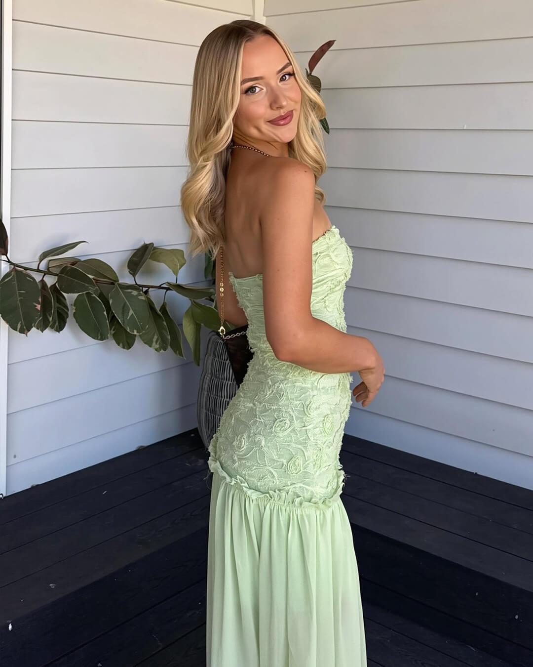 Alice Strapless Floral Lace Maxi Dress