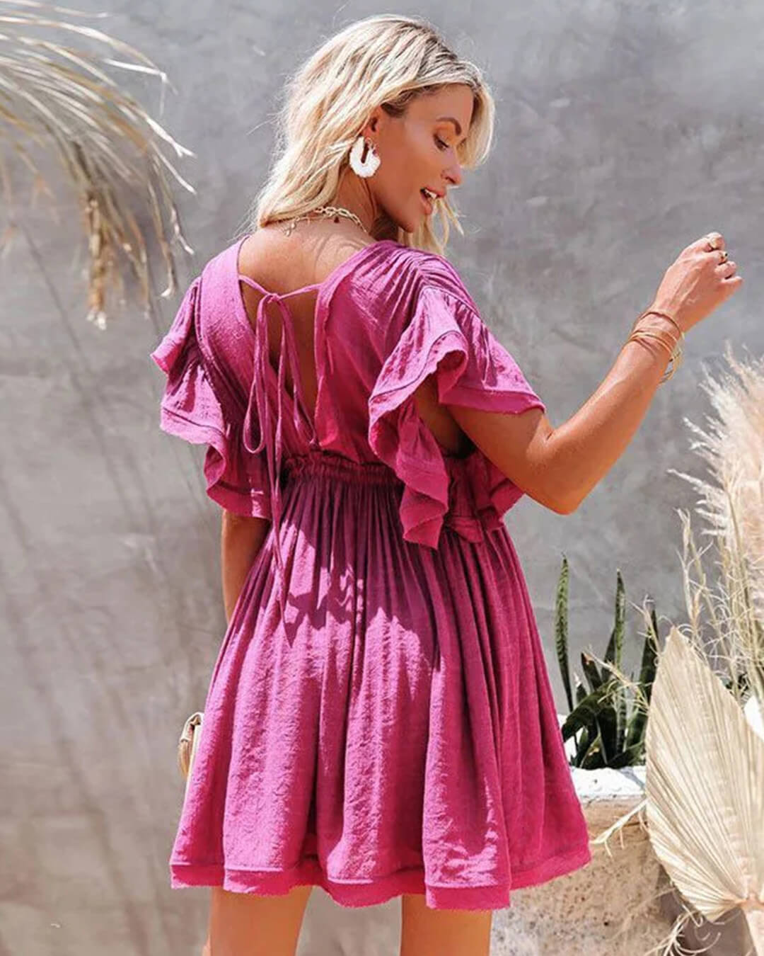 Anabelle boho-minikjole i babydoll-stil