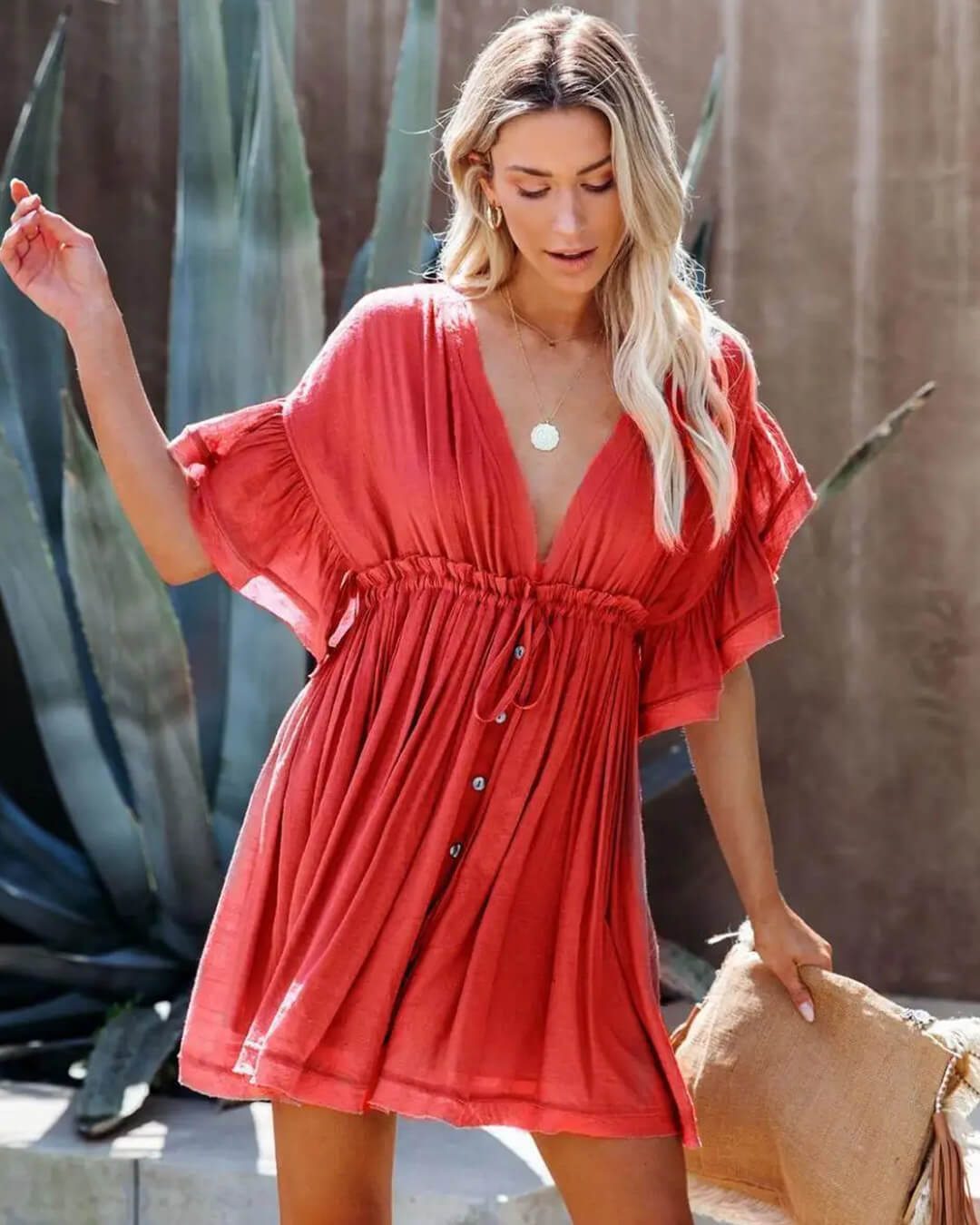 Anabelle boho-minikjole i babydoll-stil