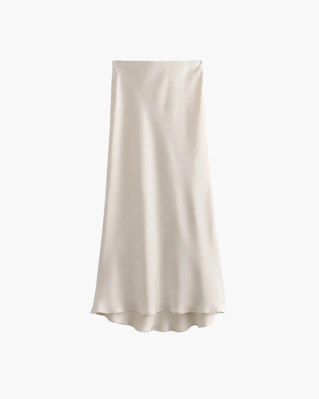 Anais High Waist Black Satin Midi Skirt