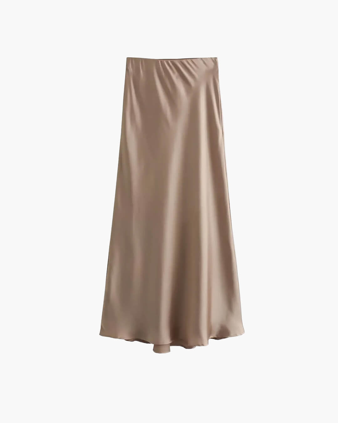 Anais High Waist Black Satin Midi Skirt