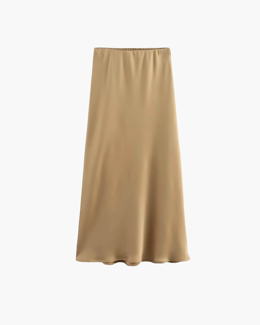 Anais High Waist Black Satin Midi Skirt