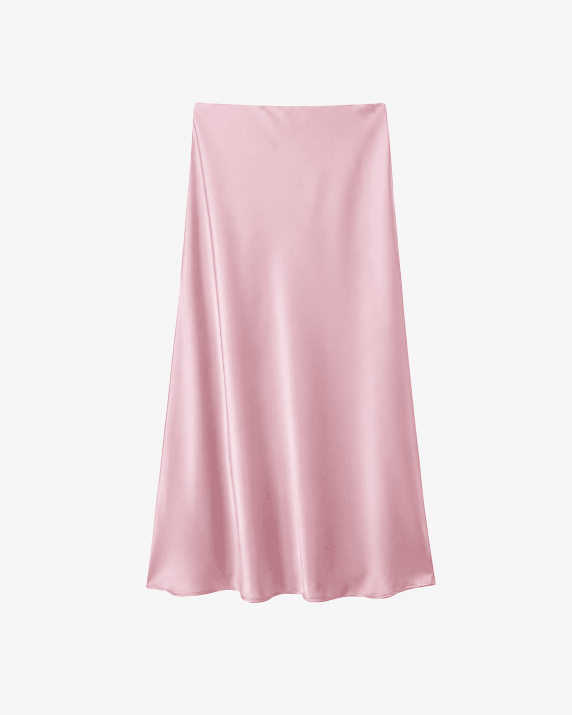 Anais High Waist Black Satin Midi Skirt
