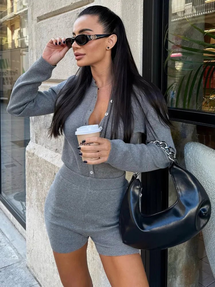 Anastasia ribbestrikket shortssett