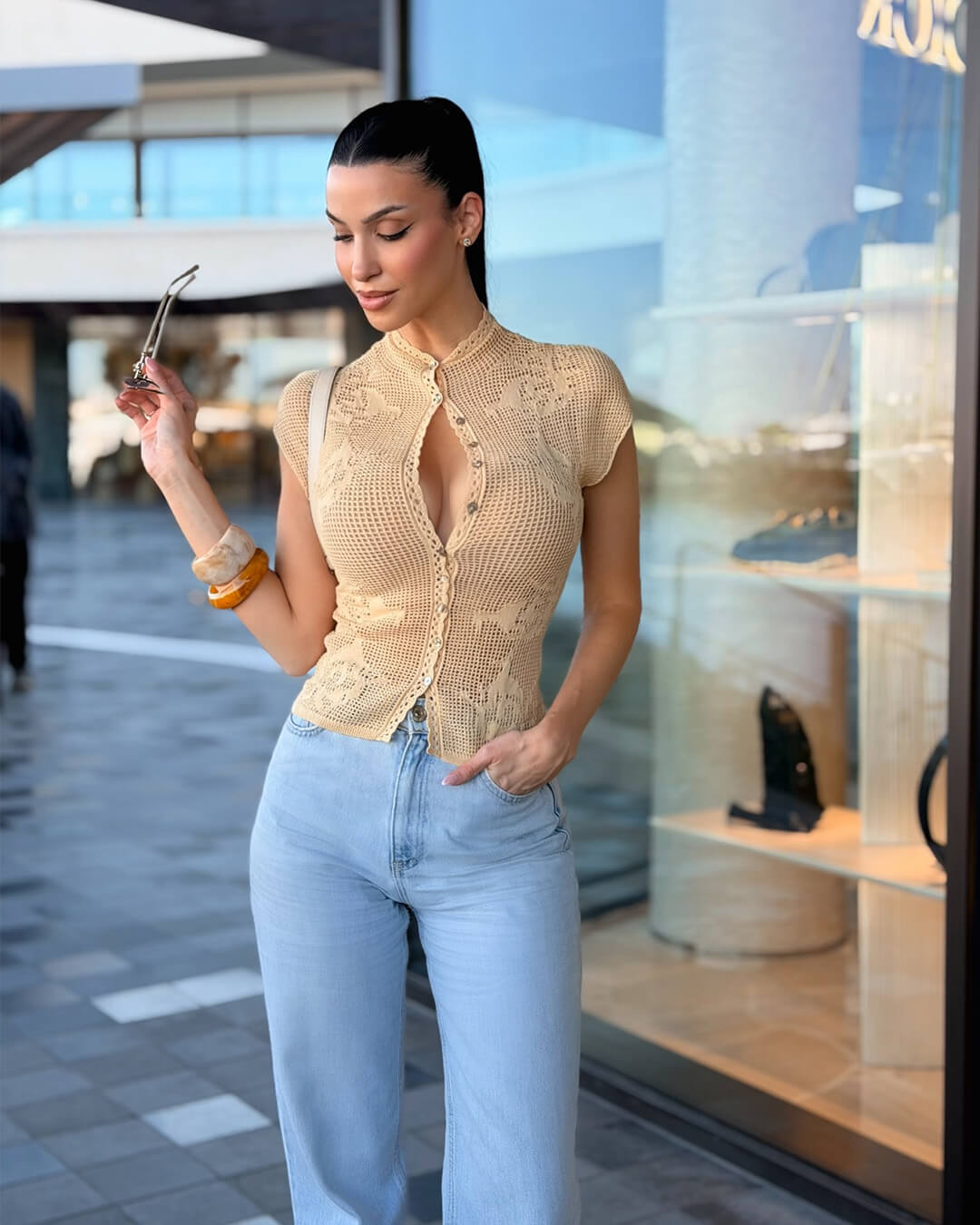 Anne strikket cardigan-topp