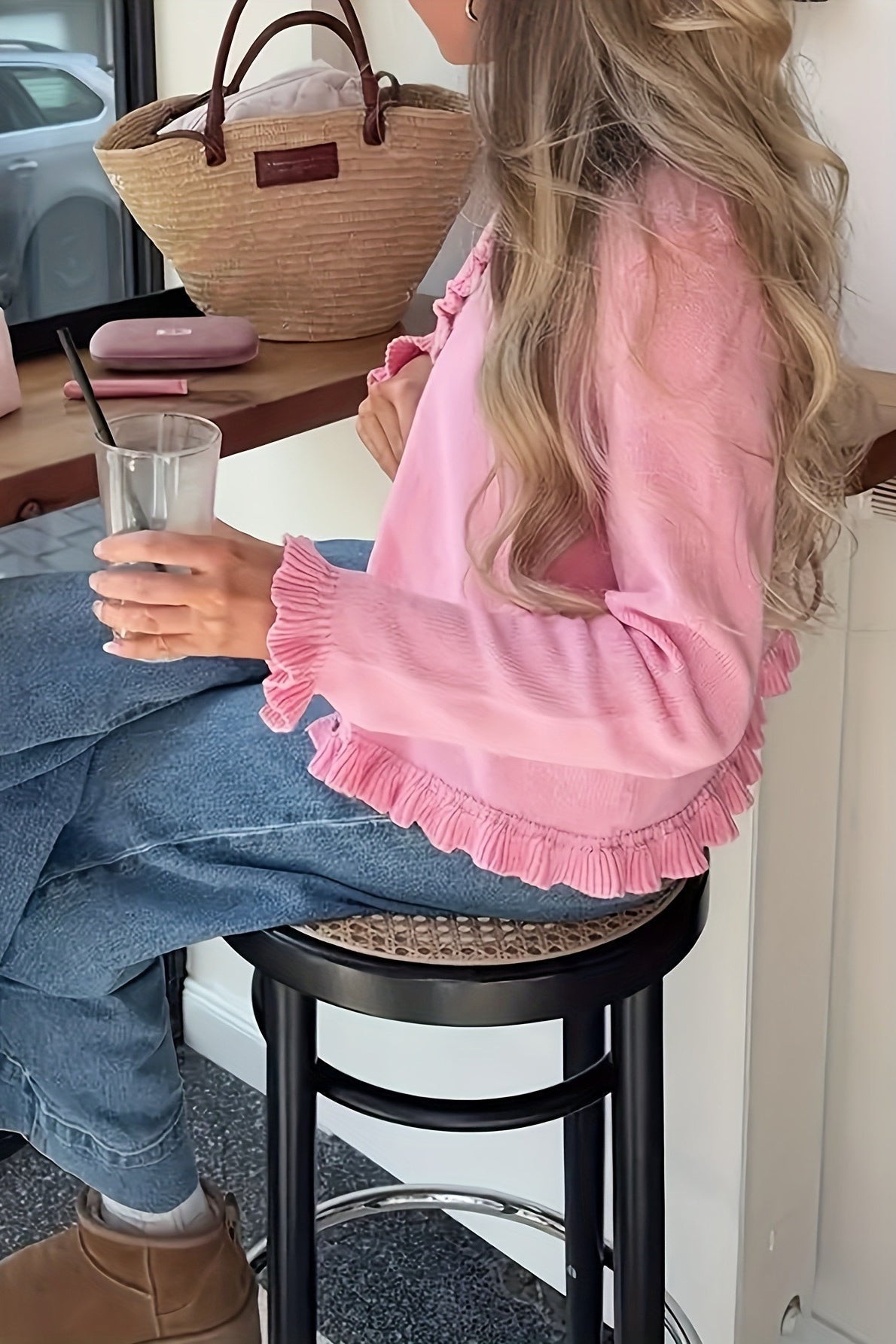 Ayla strikket cardigan med volanger