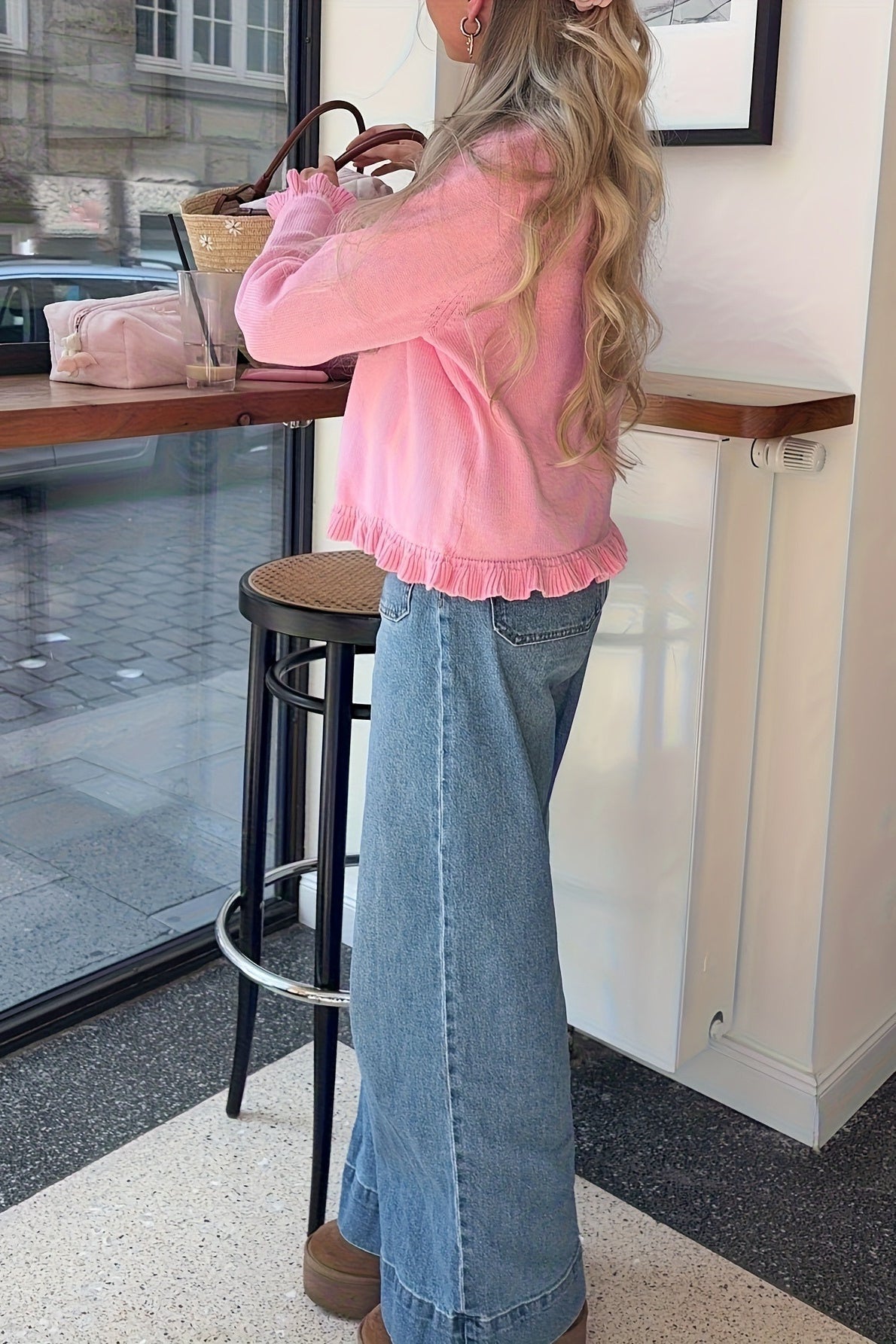 Ayla strikket cardigan med volanger