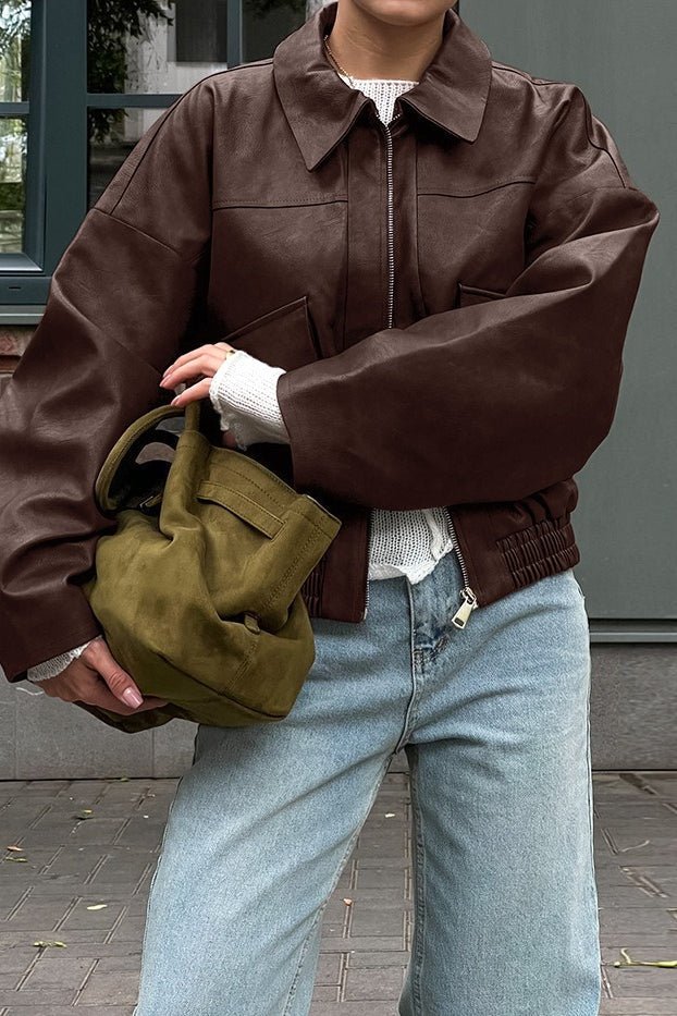Azara vintagejakke i imitert skinn