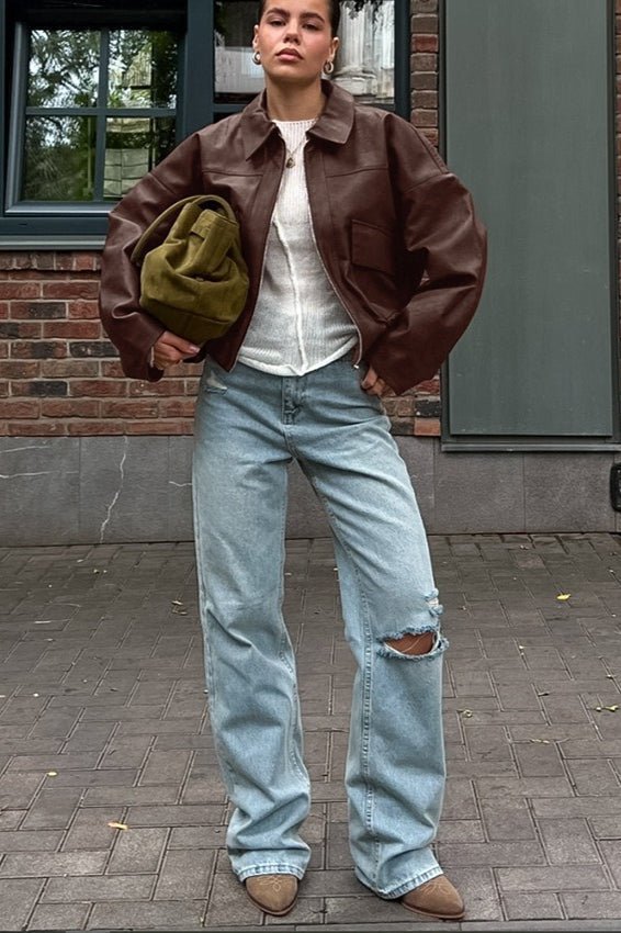 Azara vintagejakke i imitert skinn