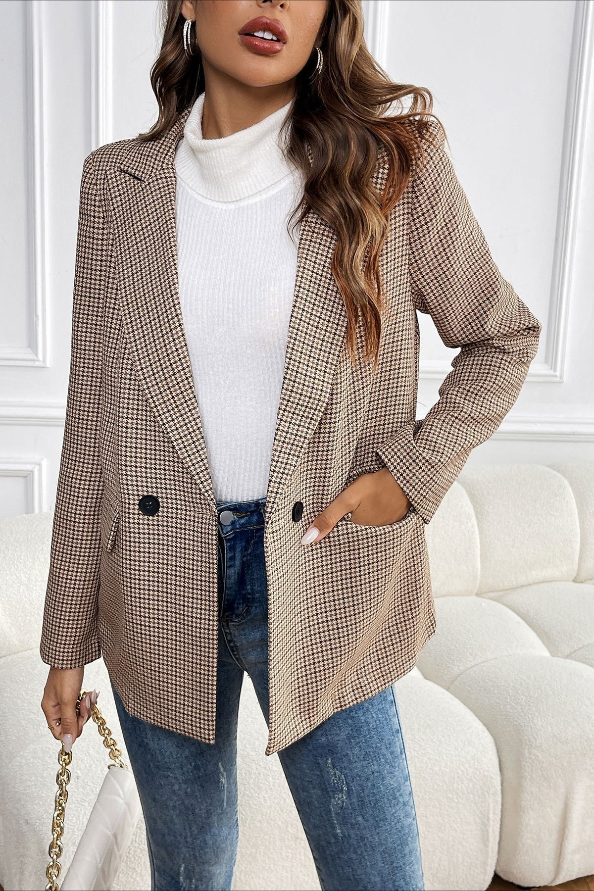 Beatrice vintageblazer med hundetannmønster