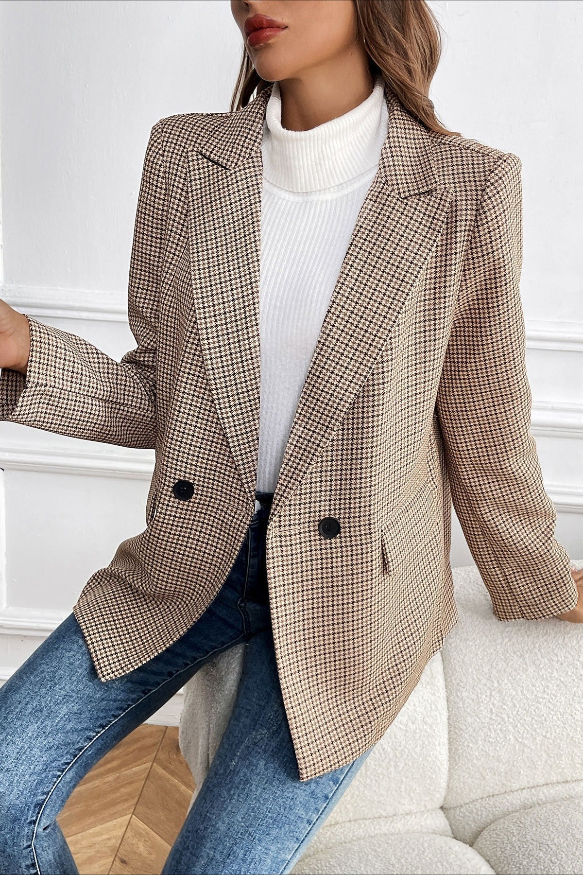 Beatrice vintageblazer med hundetannmønster