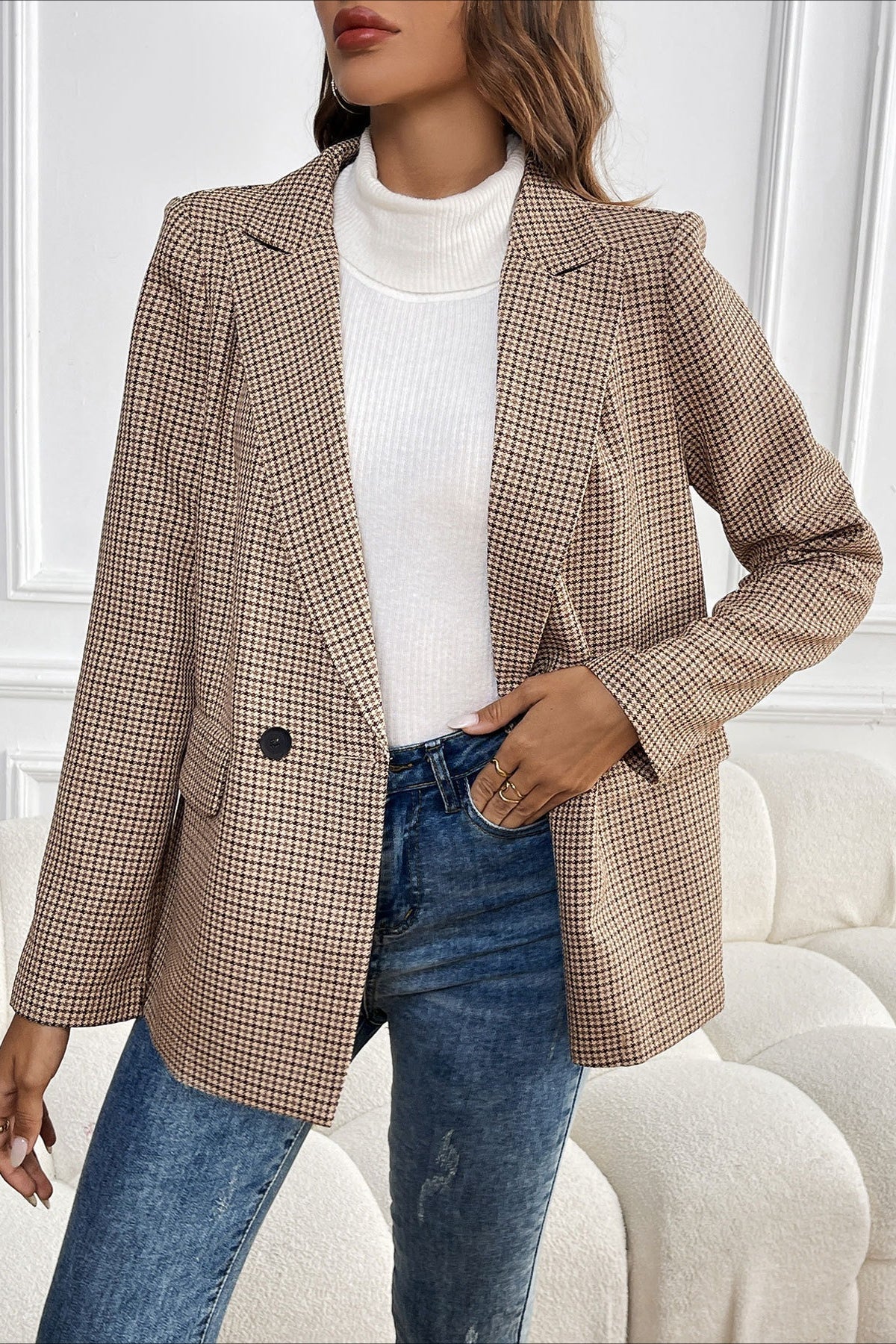 Beatrice vintageblazer med hundetannmønster