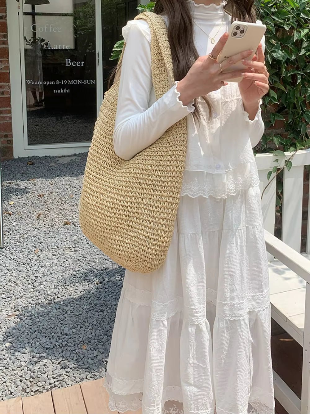 Beatrice Woven Rattan Tote Bag