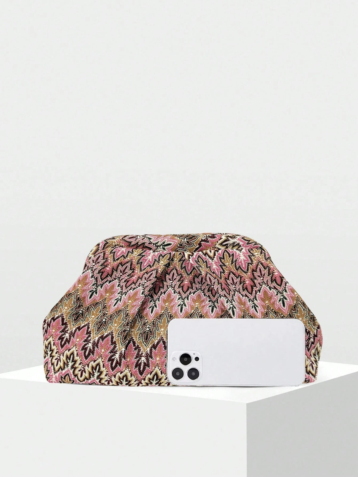 Beatriz plissert clutchveske i jacquard