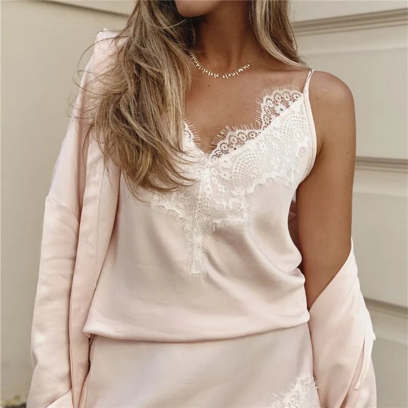 Bianca satengtopp med camisole-snitt