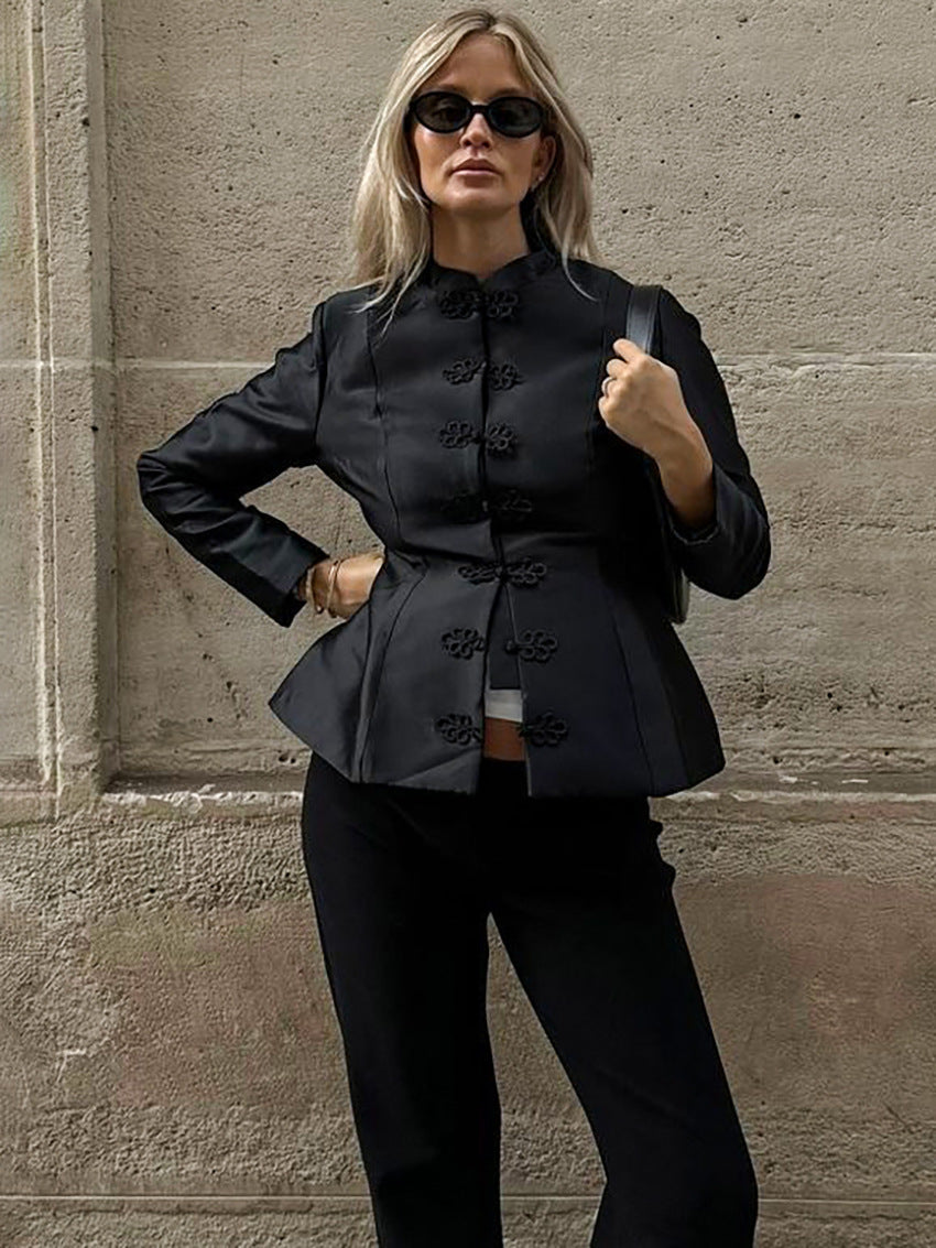 Ida peplumjakke med kinakrage