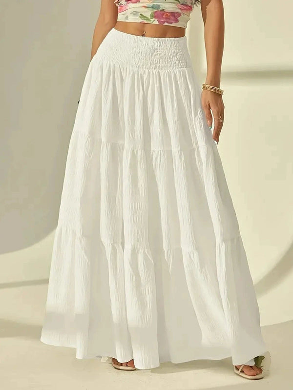 Calla Tiered Maxi Skirt Elastic Waist