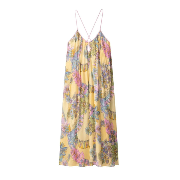 Camille camikjole i chiffon med blomstermønster