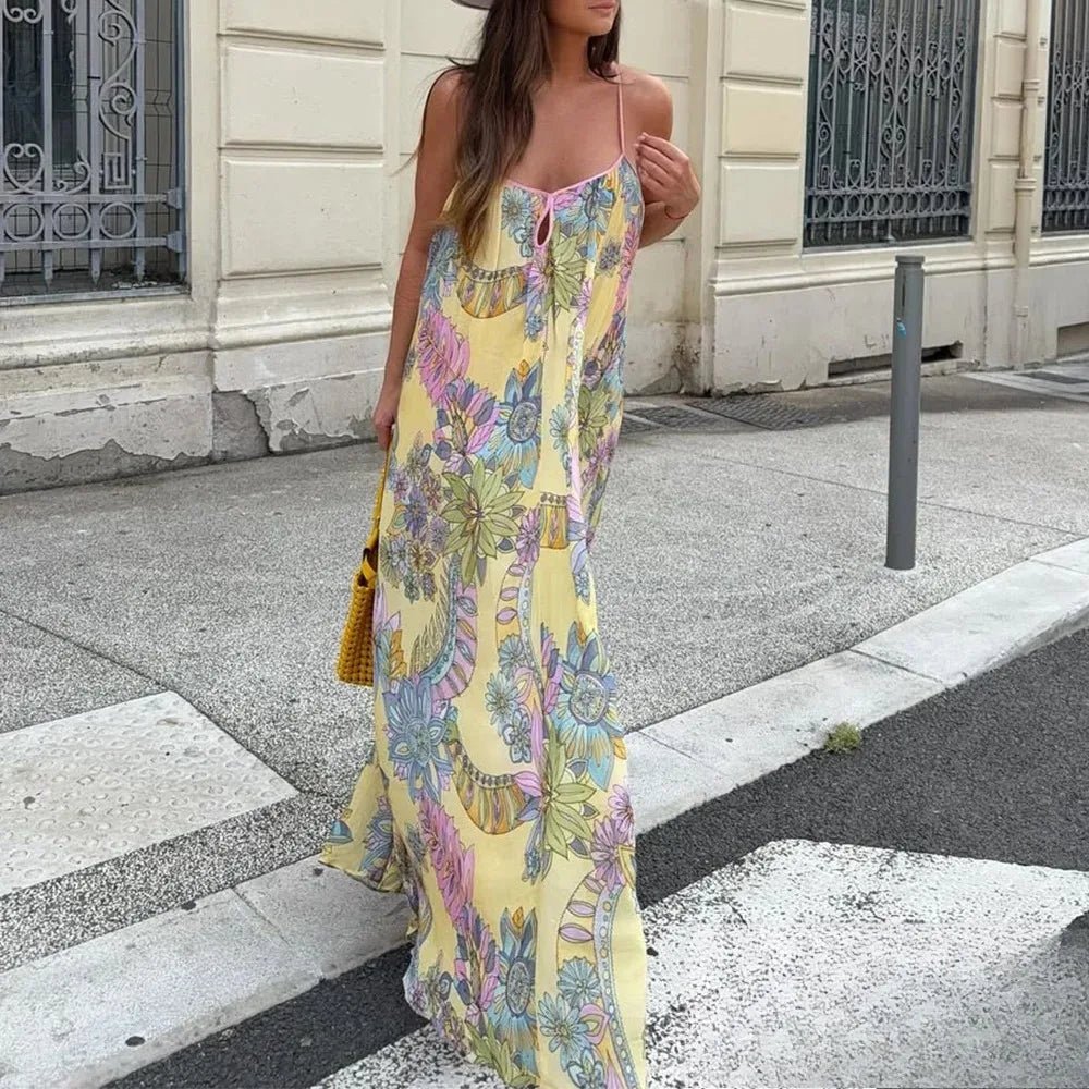 Camille camikjole i chiffon med blomstermønster