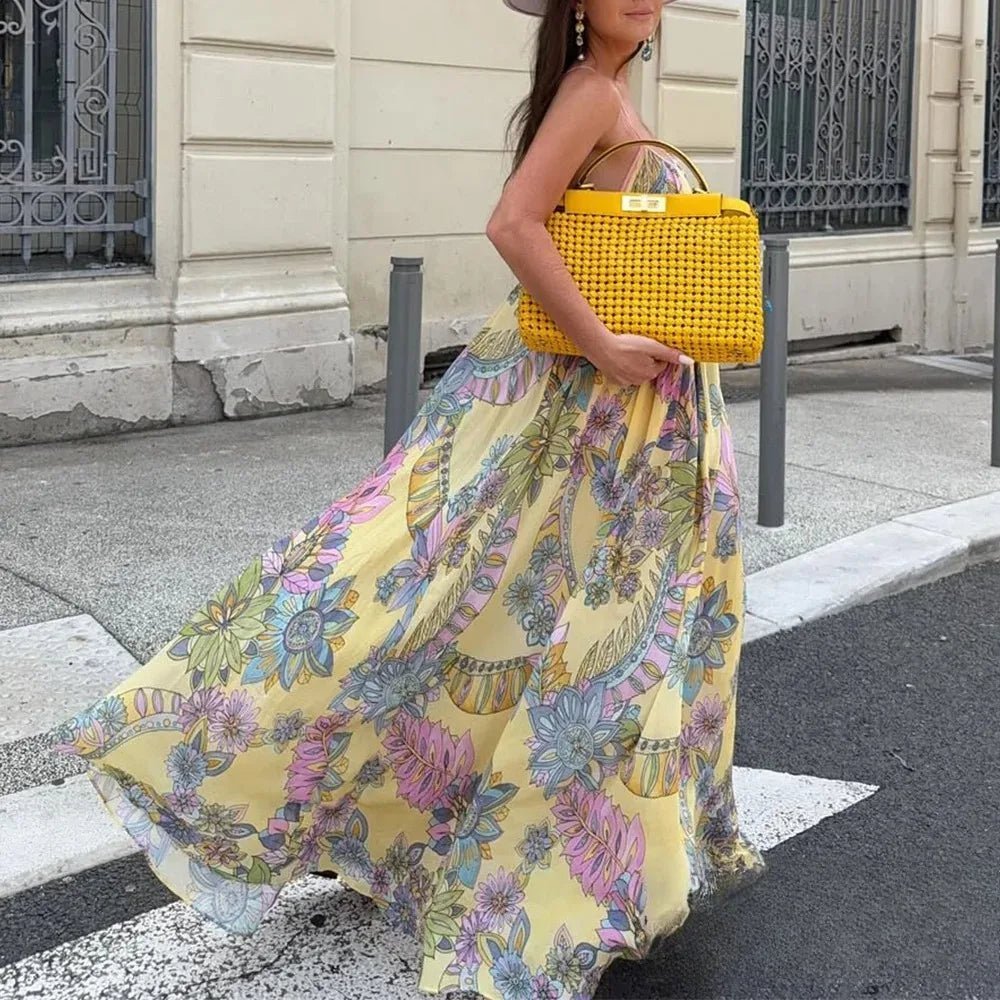 Camille camikjole i chiffon med blomstermønster