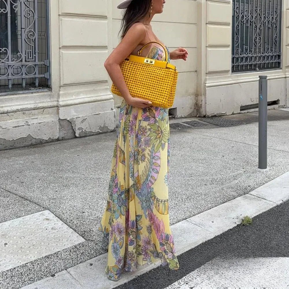 Camille camikjole i chiffon med blomstermønster