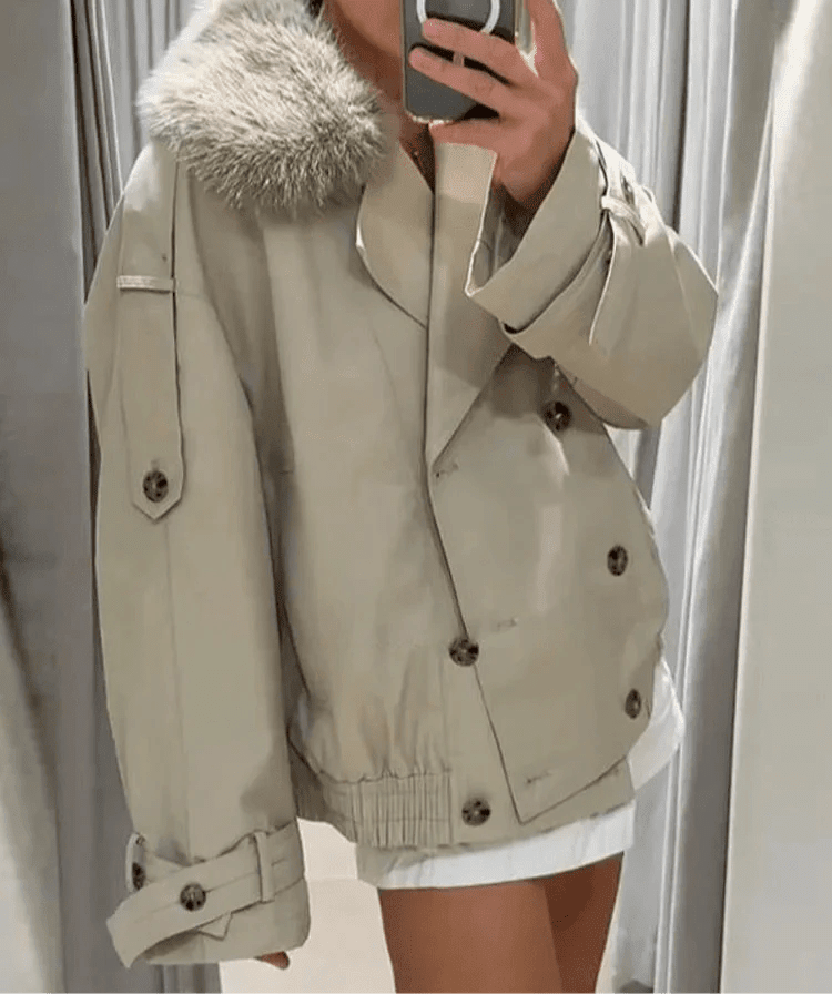 Camille trenchcoat med fuskepels