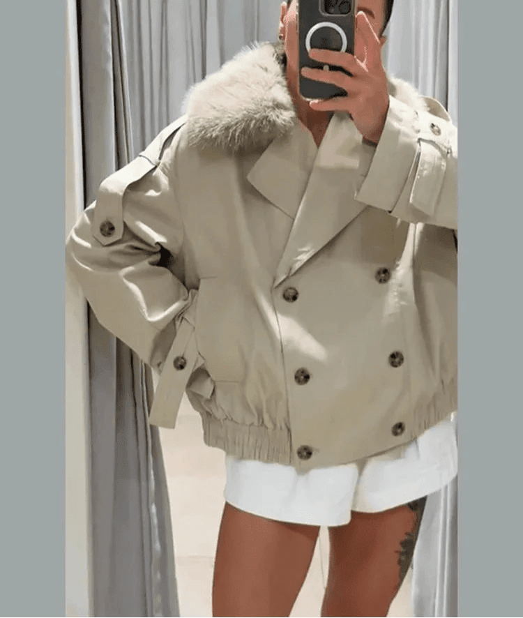 Camille trenchcoat med fuskepels