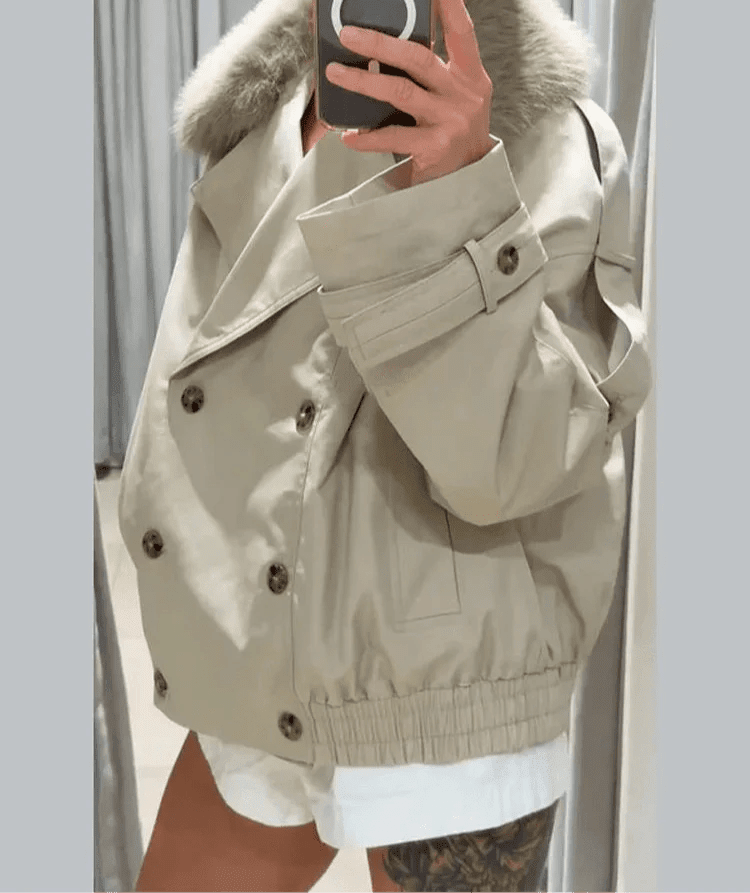Camille trenchcoat med fuskepels