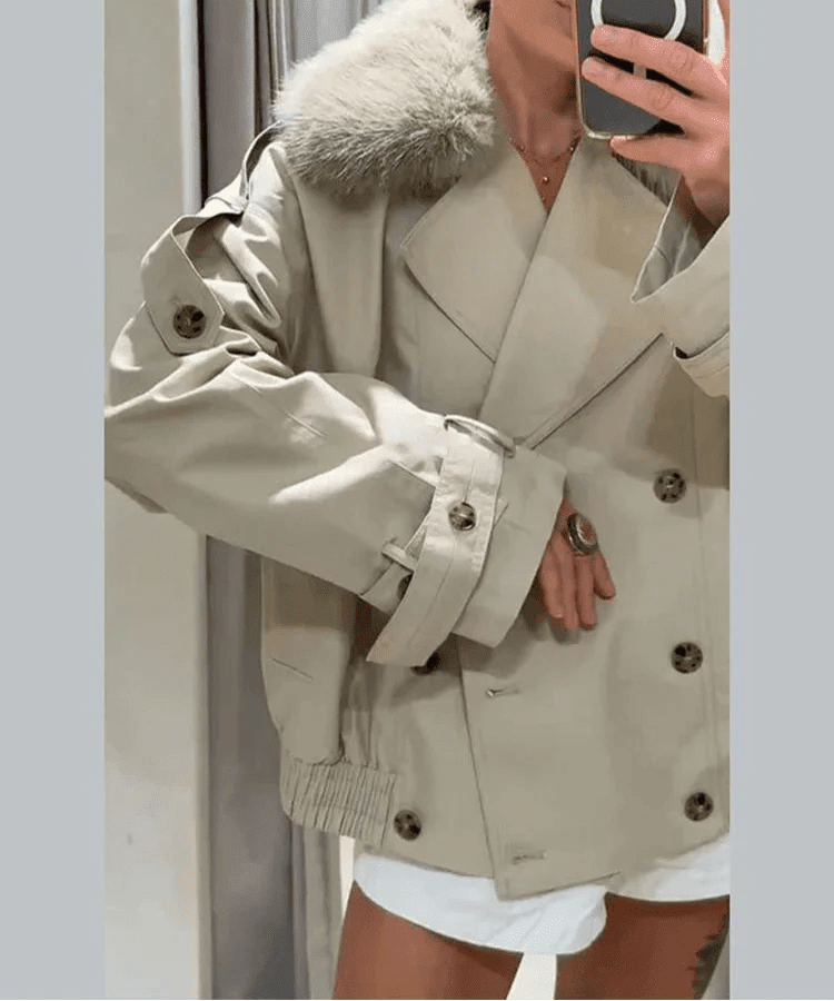 Camille trenchcoat med fuskepels