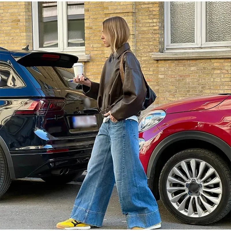 Carine motorsykkeljakke i skinn
