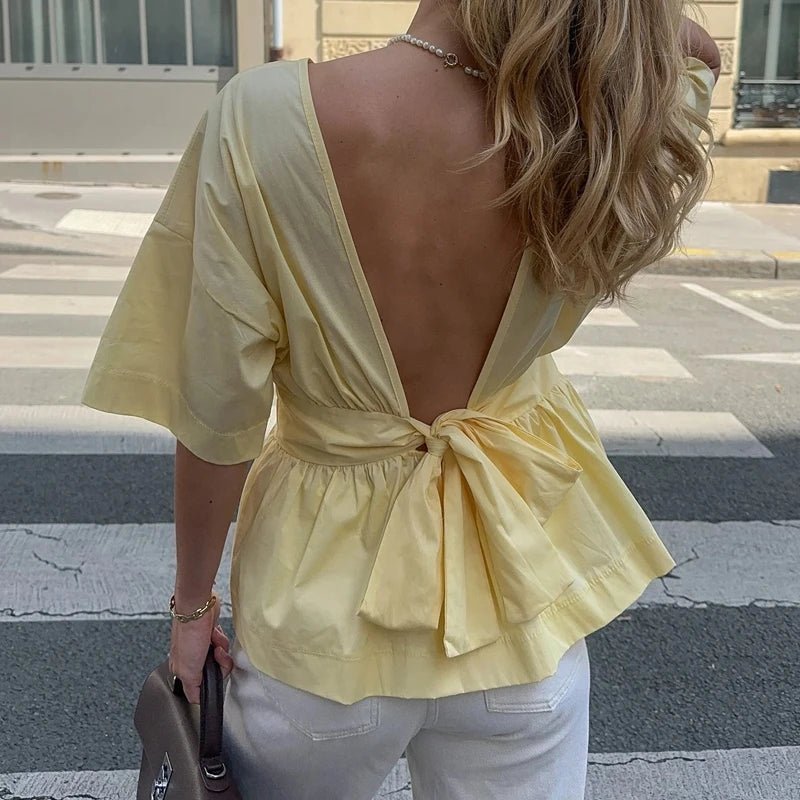 Cecile Ruffled Backless Blouse