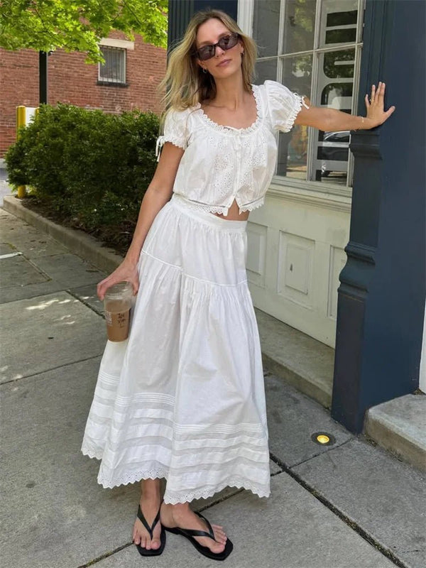Celeste High-Waist Lace Maxi Skirt