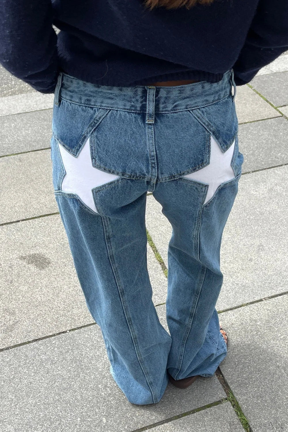 Charlize jeans med stjernemønster og fargeblokker