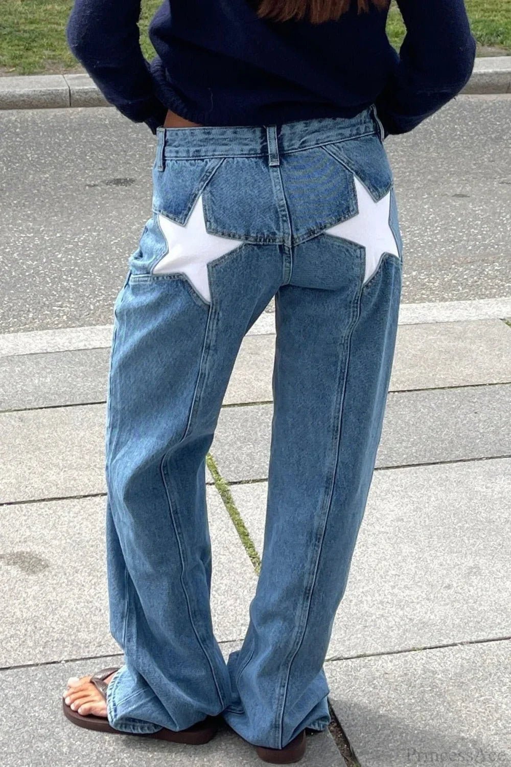 Charlize jeans med stjernemønster og fargeblokker