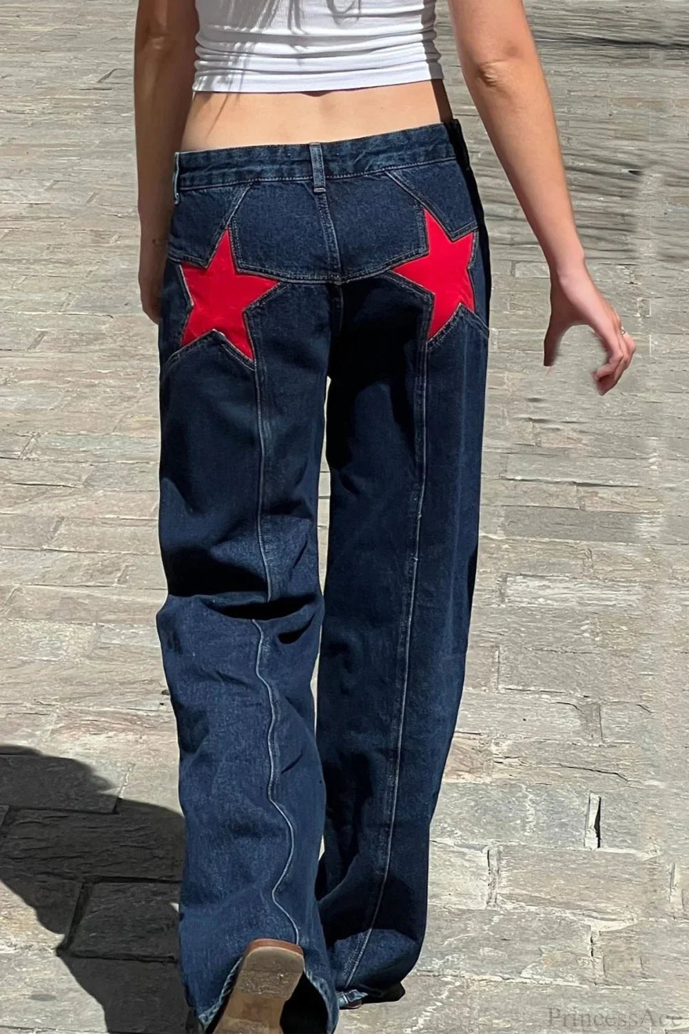 Charlize jeans med stjernemønster og fargeblokker