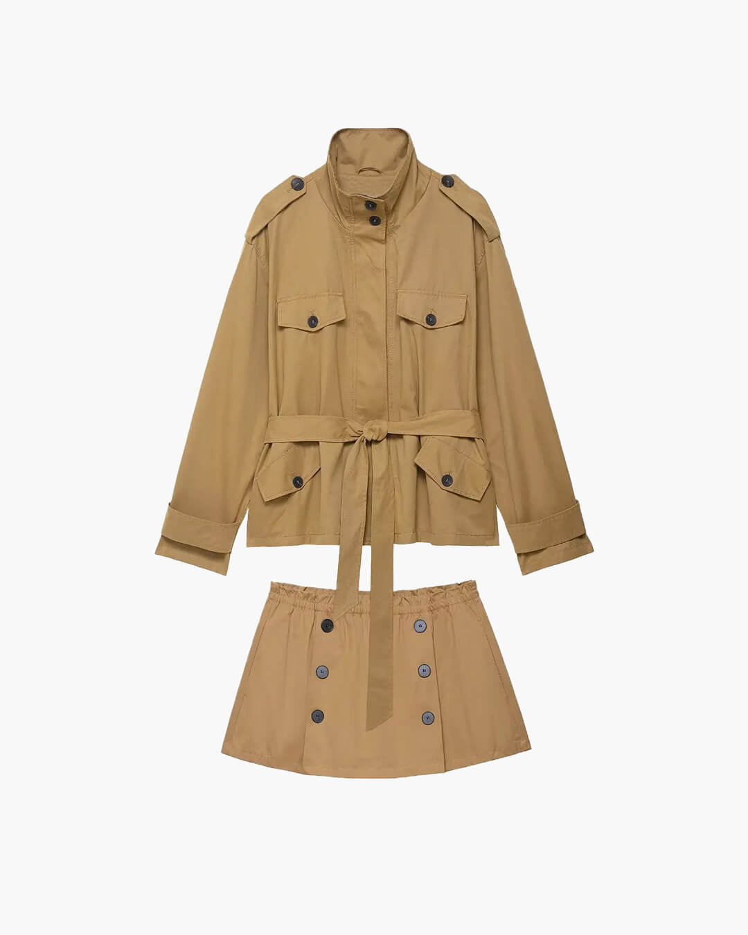 Claire kort trenchcoat- og skortsett