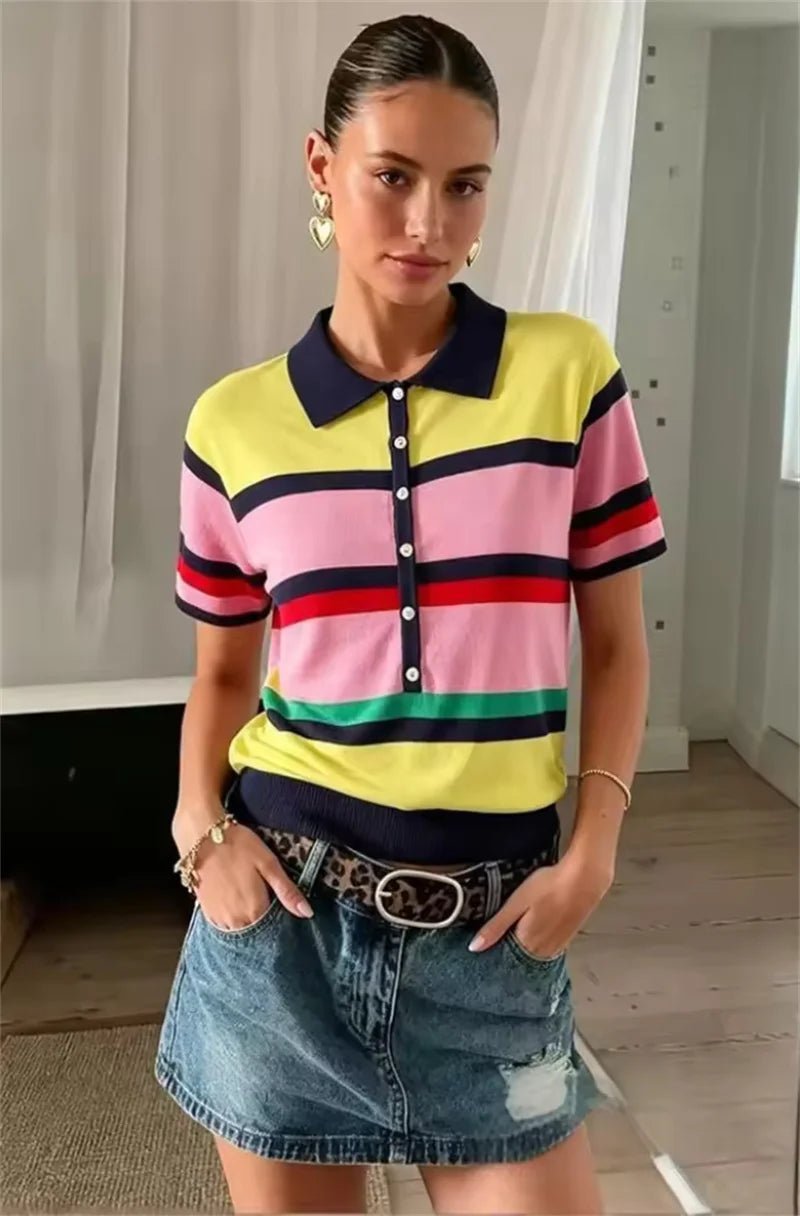 Claudia strikket polotopp med fargeblokker
