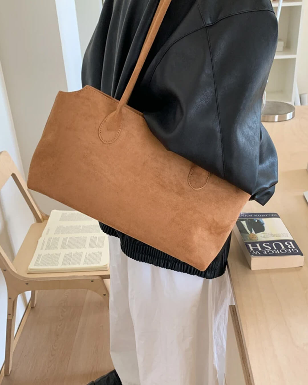 Claudine Faux Suede Shoulder Bag