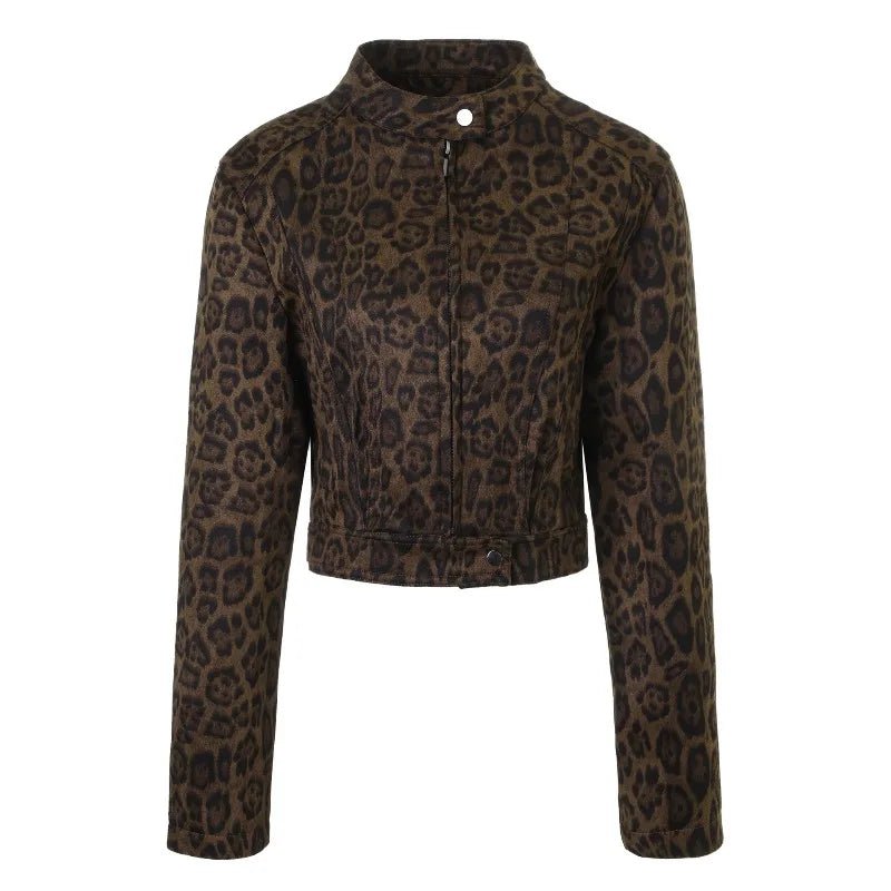 Coral Leopard Print Cropped Jacket
