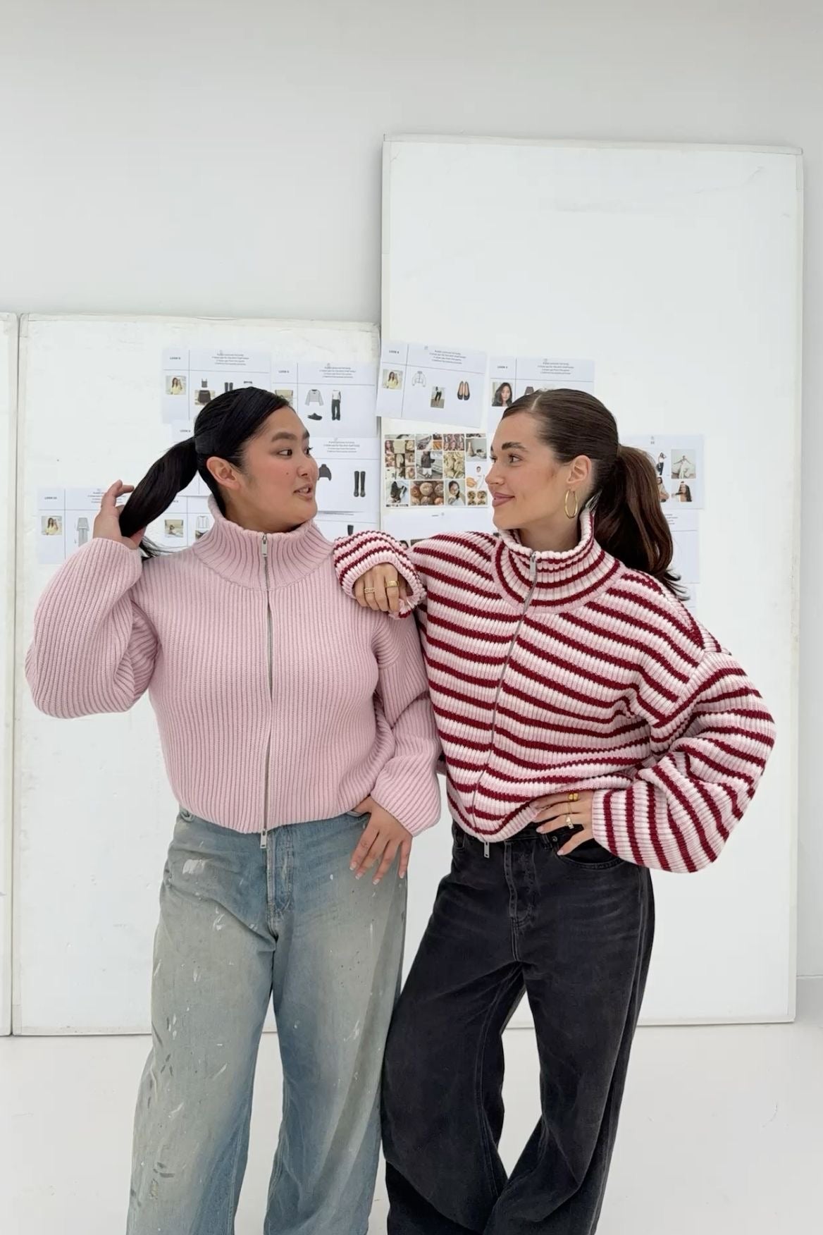 Daniela oversized ribbestrikket genser med glidelås
