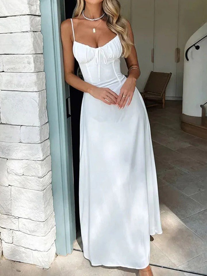 Debra midikjole med volangkant og blondedetaljer